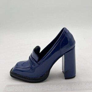 FOWT Closed Almond Toe Pumps Chunky Block High Heels Loafers Slip On Casual
